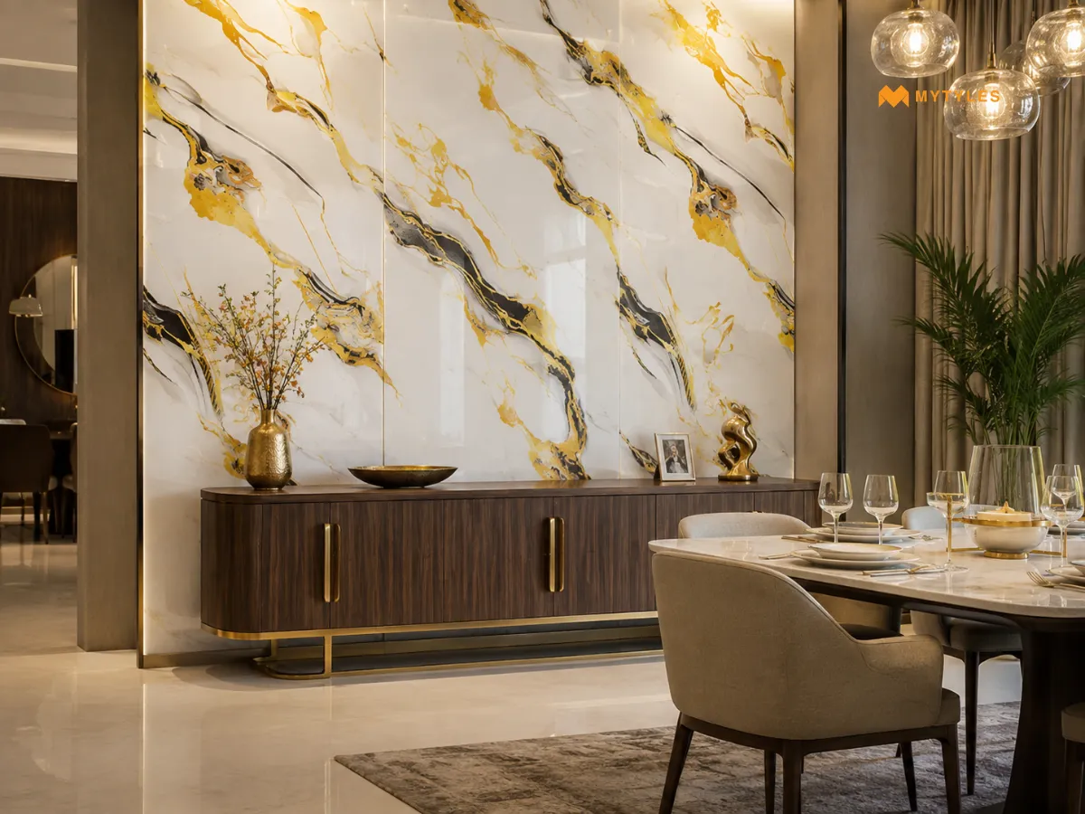 Gold-Vein Marble-Look Tiles